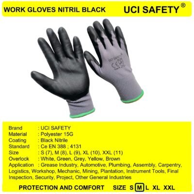 Uci Safety Hitam/Grey Proyek Pabrik Kerja