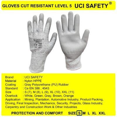 Sarung Tangan Welding Cut Resistant Level 5 Pabrik Kaca Safety Kerja - Gambar 2