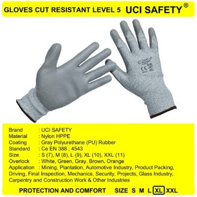 Sarung Tangan Uci Safety Industri Dilapisi Karet Pisau En 388 4543 - Gambar 4