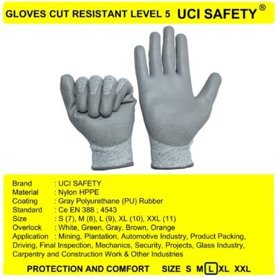 Sarung Tangan Hitam Motor Dilapisi Karet Uci Safety Cut Glove