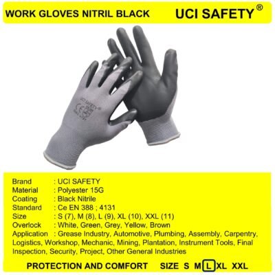 Sarung Tangan Work Hitam/Grey Mechanical En - Gambar 5