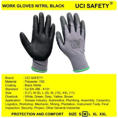 Gloves Anti Slip Electrical Mechanical Safety Kerja - Gambar 3