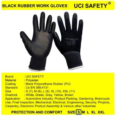 Uci Safety Berkebun Pabrik Hand Gloves Hitam