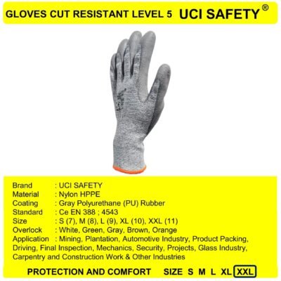 Gloves Anti Pisau Potong Ukuran S M L XL XXL Tebal Anti Iris En 388 4543 - Gambar 4