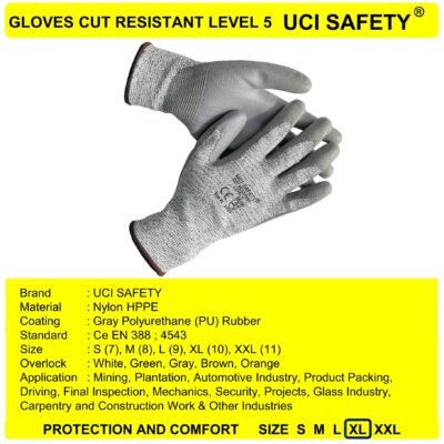 Sarung Tangan Mekanik Safety Kerja Telapak Tangan Kaca Anti Iris Safety Gloves