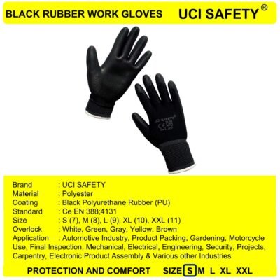 Uci Safety Telapak Tangan dilapisi karet Palmfit Security Safety Gloves - Gambar 3
