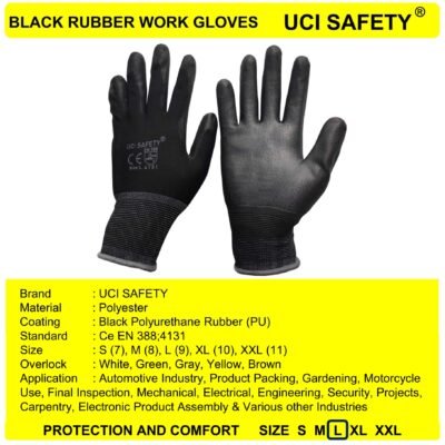 Uci Safety Palm Fit Bengkel Telapak Tangan dilapisi karet Montir - Gambar 2