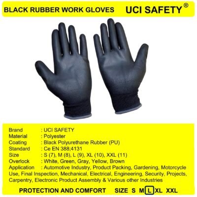 Gloves Bahan Nylon Dilapisi Karet Polyurethane Industri - Gambar 4