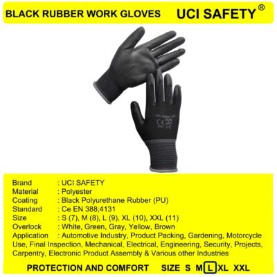 Uci Safety PU Tukang Telapak Tangan dilapisi karet Bengkel - Gambar 4
