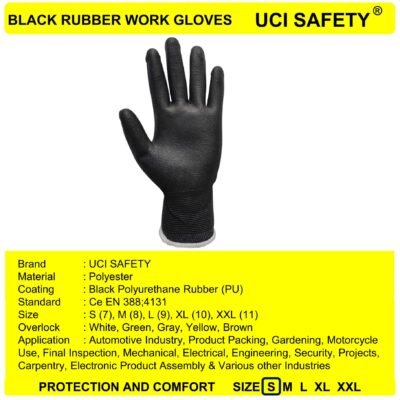 Gloves Polyester Coating Karet Bagunan Safety Gloves - Gambar 4