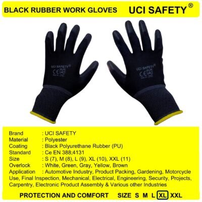 Uci Safety Telapak Tangan dilapisi karet Mekanik Hand Gloves Satpam - Gambar 5
