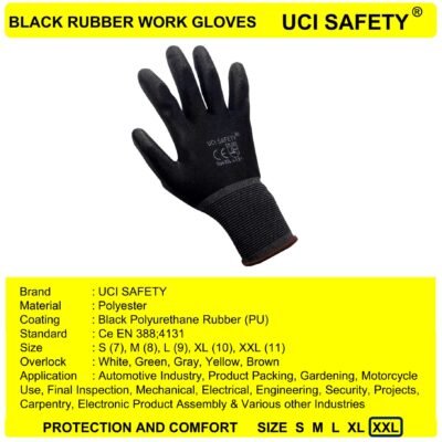 Uci Safety Safety Gloves Polyester PU Satpam - Gambar 3