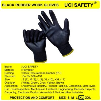 Uci Safety Polyester Bagunan Hitam Industri