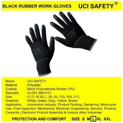 Uci Safety Satpam Karet Safety Gloves Kerja - Gambar 3