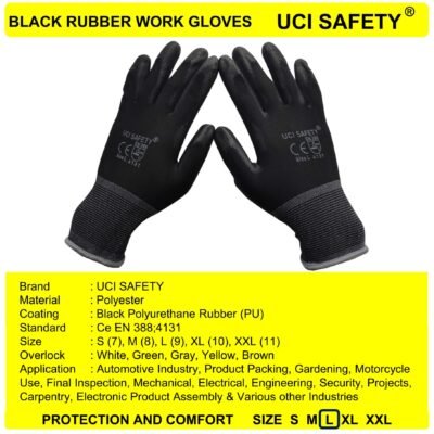 Uci Safety Palm Fit Bengkel Telapak Tangan dilapisi karet Montir - Gambar 4