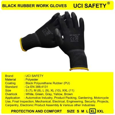Uci Safety Hand Gloves Safety Gloves Dilapisi Karet Industri