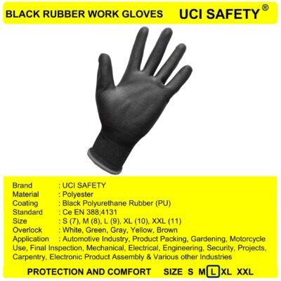 Uci Safety Kerja PU Hand Gloves Coating Karet - Gambar 4