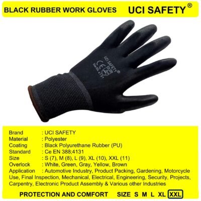 Gloves Coating Karet Dilapisi Karet Security Bagunan - Gambar 3