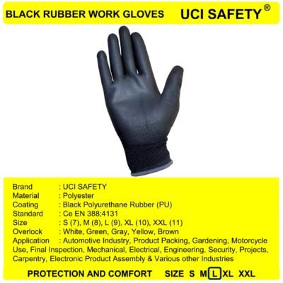 Uci Safety Telapak Tangan dilapisi karet Satpam Packing Palmfit - Gambar 2
