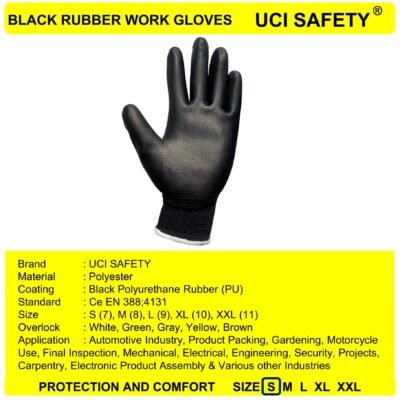 Uci Safety Industri Coating Karet Dilapisi Karet Safety Gloves