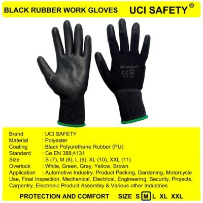 Gloves Hitam Hand Gloves Palmfit Coating Karet - Gambar 4