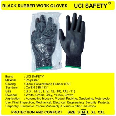 Sarung Tangan Polyester Coating Karet PU Industri