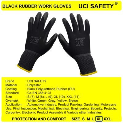 Uci Safety Telapak Tangan dilapisi karet Palmfit Security Safety Gloves - Gambar 5