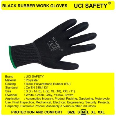 Uci Safety Industri Coating Karet Dilapisi Karet Safety Gloves - Gambar 5