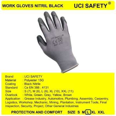 Gloves Teknik mesin Nylon Ukuran M L XL