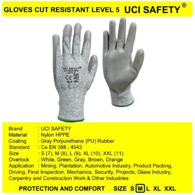 Sarung Tangan Pengaman Kerja Cut Resistant Level 5 Bengkel Hand Gloves - Gambar 2