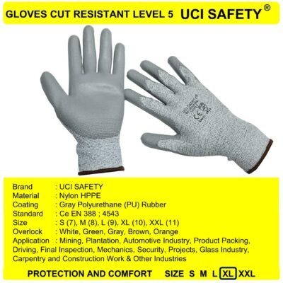 Sarung Tangan Telapak Tangan Karet Polyurethane Proyek Cut Glove Mekanik Motor - Gambar 3