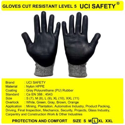 Uci Safety Hitam Safety Kerja Coating Nitril