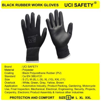 Uci Safety Black Pengaman kerja Polyurethane Proyek - Gambar 5