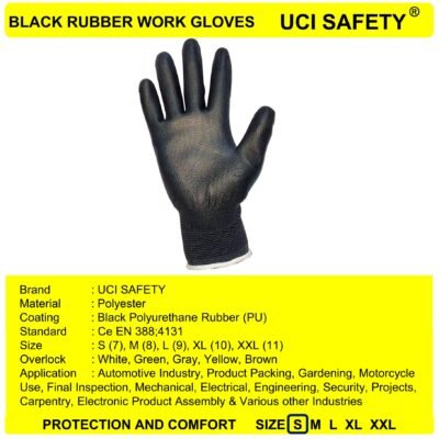 Uci Safety Telapak Tangan dilapisi karet Mekanik Hand Gloves Satpam - Gambar 3