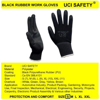 Gloves Black Pengaman kerja Mekanik Industri - Gambar 3