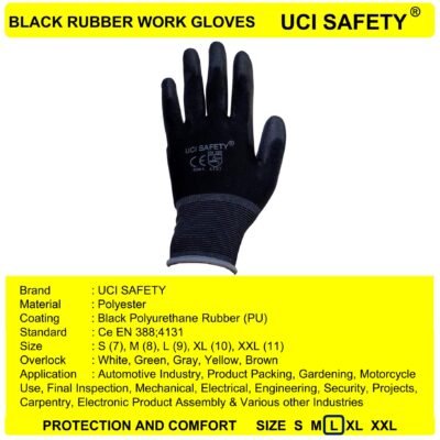 Gloves Bahan Nylon Industri Black Proyek - Gambar 3