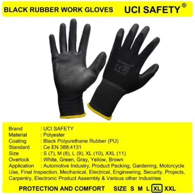 Uci Safety Bengkel Safety Gloves Black PU - Gambar 4