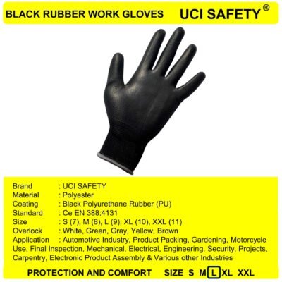 Uci Safety Hand Gloves Dilapisi Karet Coating Karet otomotif - Gambar 2