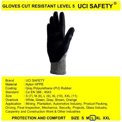 Gloves Anti Pisau Potong Level 5 Coating Nitril - Gambar 2