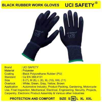 Uci Safety Kerja PU Hand Gloves Coating Karet - Gambar 3