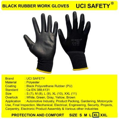 Uci Safety Polyester Hand Gloves Palm Fit Satpam - Gambar 2