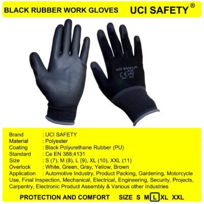Uci Safety Polyurethane Black Tukang Palm Fit - Gambar 4