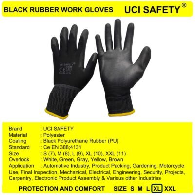 Uci Safety Mekanik Polyurethane Telapak Tangan dilapisi karet otomotif