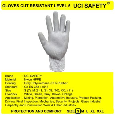 Sarung Tangan Uci Safety Karet Polyurethane Anti Slip Anti Sayat Mekanik - Gambar 5