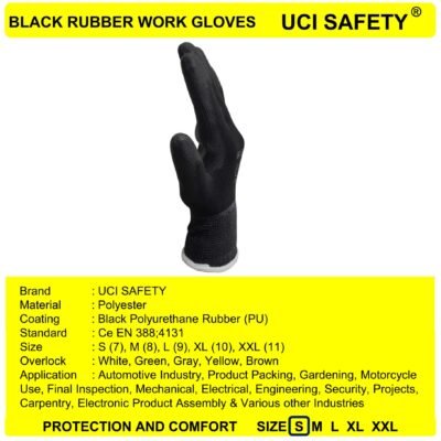 Uci Safety Pengaman kerja Berkebun Security Hitam - Gambar 3