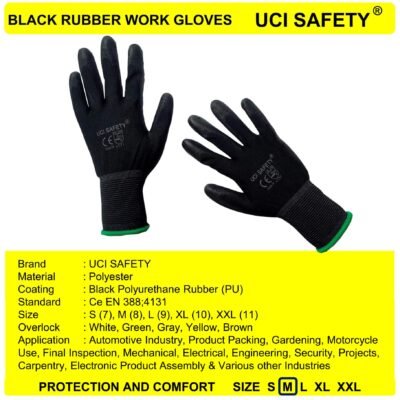 Uci Safety Telapak Tangan dilapisi karet Safety Gloves Security Mekanik - Gambar 3