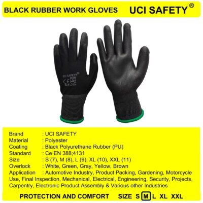 Uci Safety Palm Fit Bengkel Telapak Tangan dilapisi karet Montir - Gambar 3