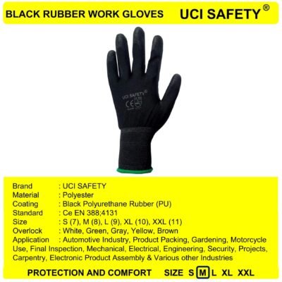 Uci Safety Pabrik Motor Dilapisi Karet Hand Gloves