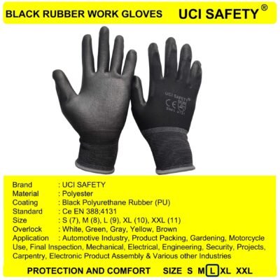 Uci Safety Bagunan Security Telapak Tangan dilapisi karet Satpam