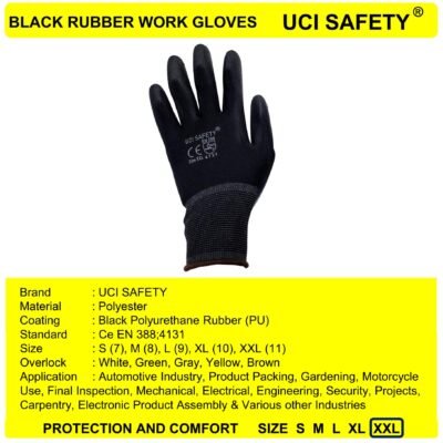 Uci Safety Safety Gloves Polyester PU Satpam - Gambar 5